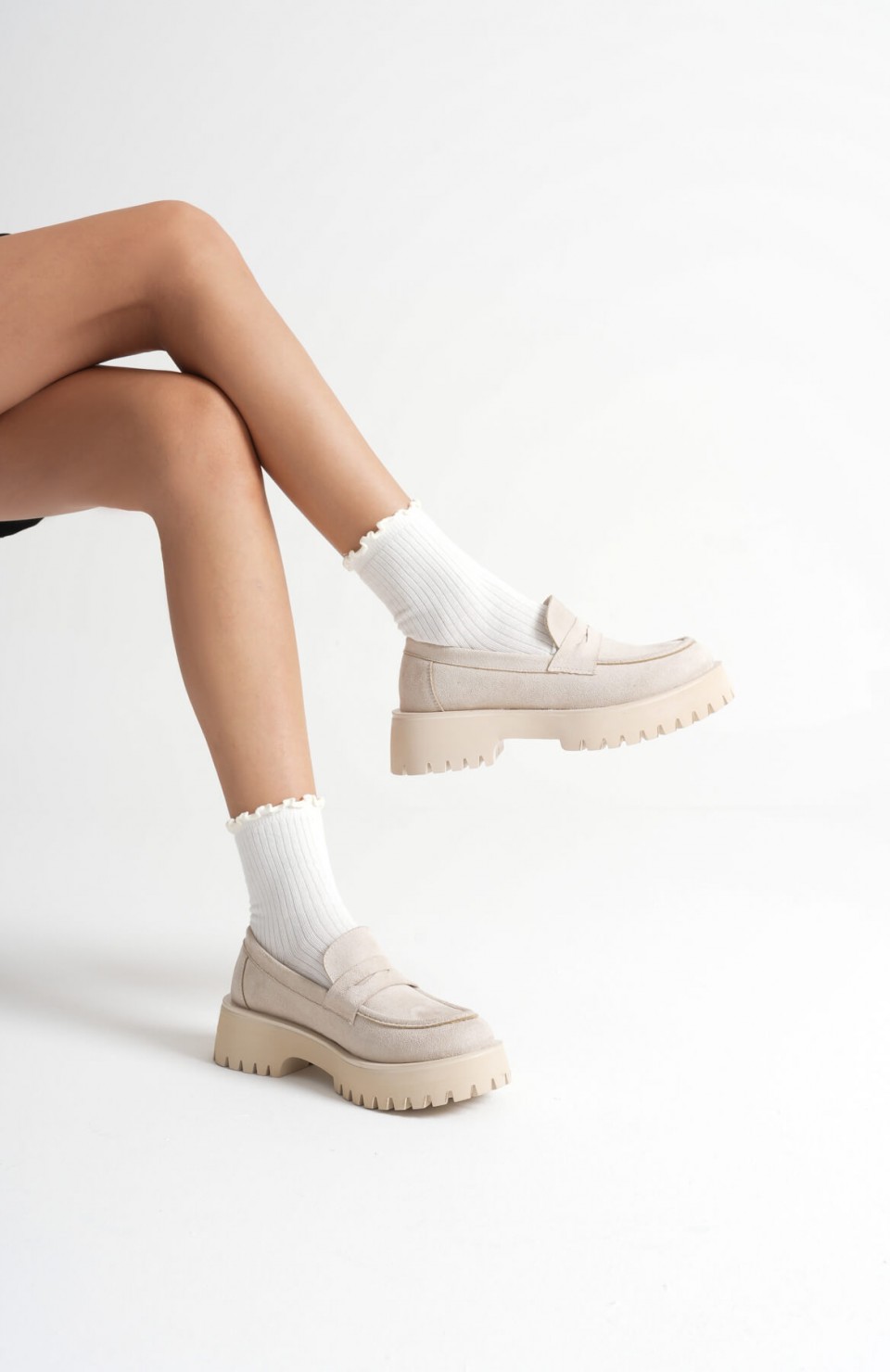 Kadın Günlük Bej Süet Loafer Ayakkabı TR10MS02D Somersan Giyim | Kadın, Erkek ve Çocuk Moda