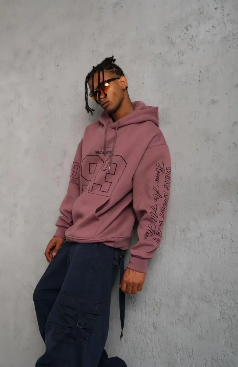 Erkek 93 Dijital Parça Baskılı Kapşonlu Sweat - Gül Kurusu Somersan Giyim | Kadın, Erkek ve Çocuk Moda