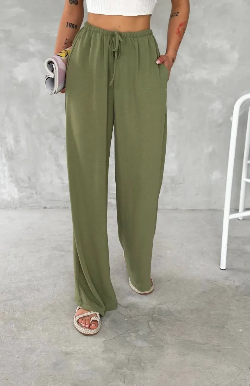 Ayrobin Oversize Kadın Pantalon - Mint Yeşili