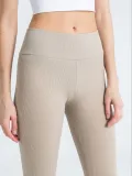 Kadın Yüksek Bel Fitilli Tayt - Bej