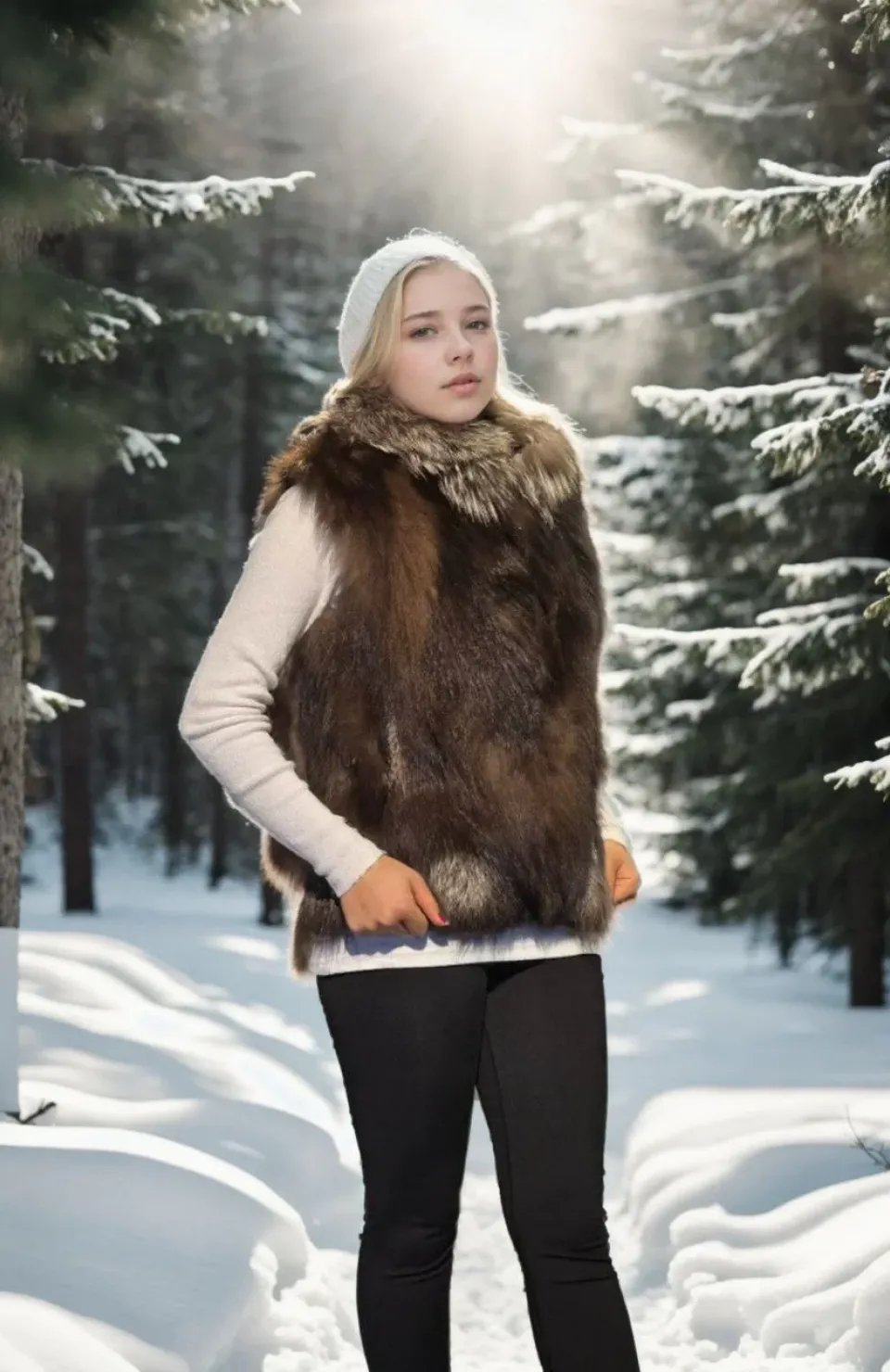 Kadın Kolsuz Fermuarlı Yelek - Kahve