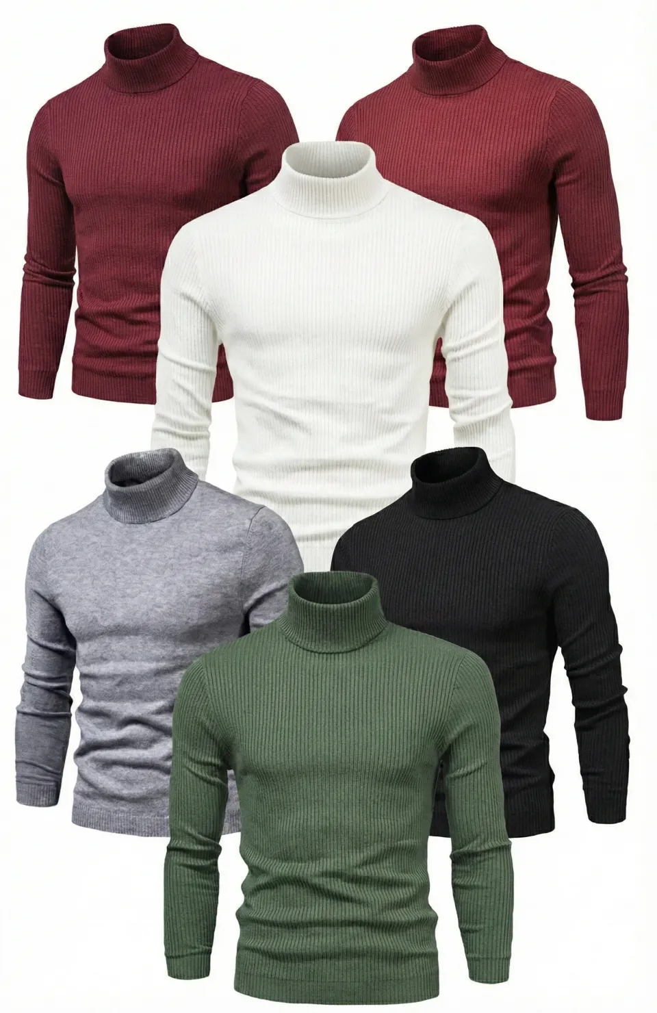 6lı Siyah, Beyaz, Bordo, Gri, Haki Unisex Kaşkorse Boğazlı Full Likralı Fitilli Body Kazak Somersan Giyim | Kadın, Erkek ve Çocuk Moda