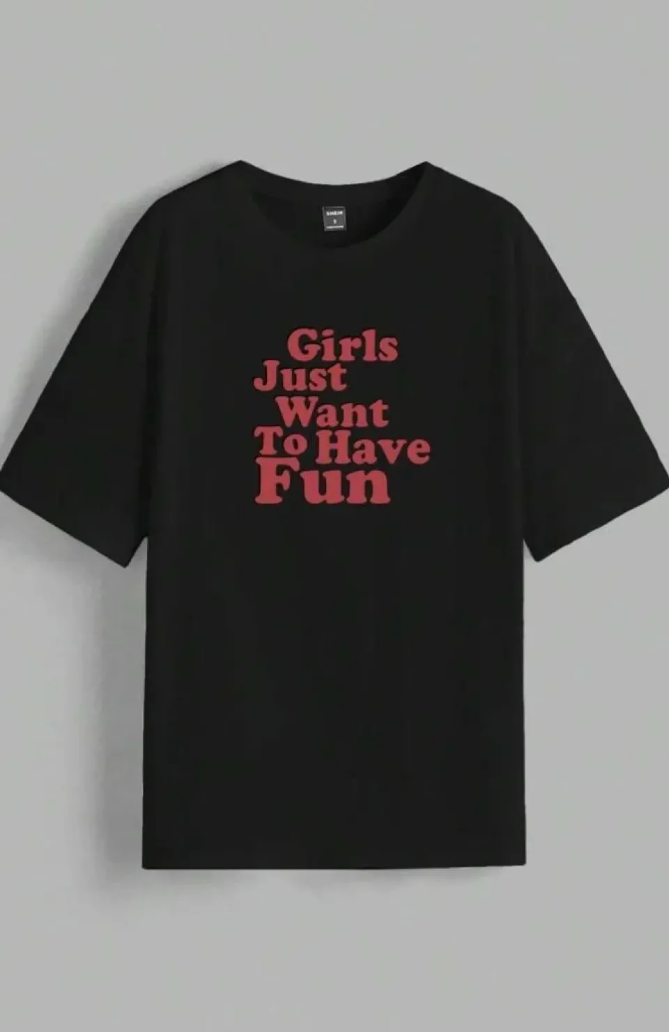 Kadın Baskılı Oversize T-shirt - Siyah