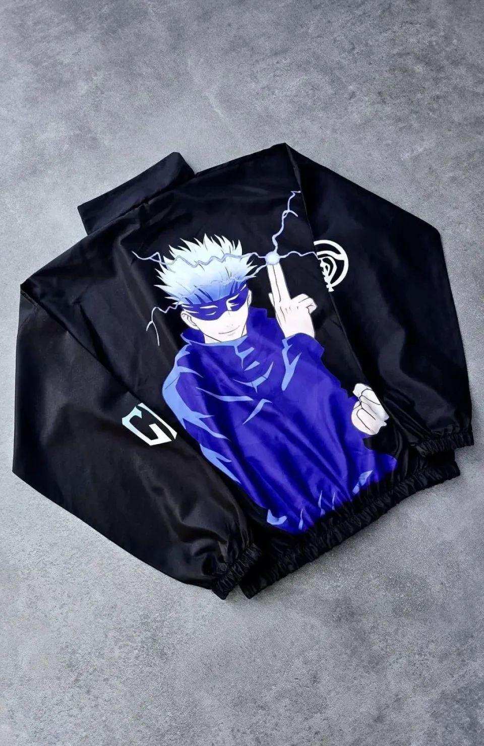 Fermuarlı Dijital Baskılı Rüzgarlık - Siyah