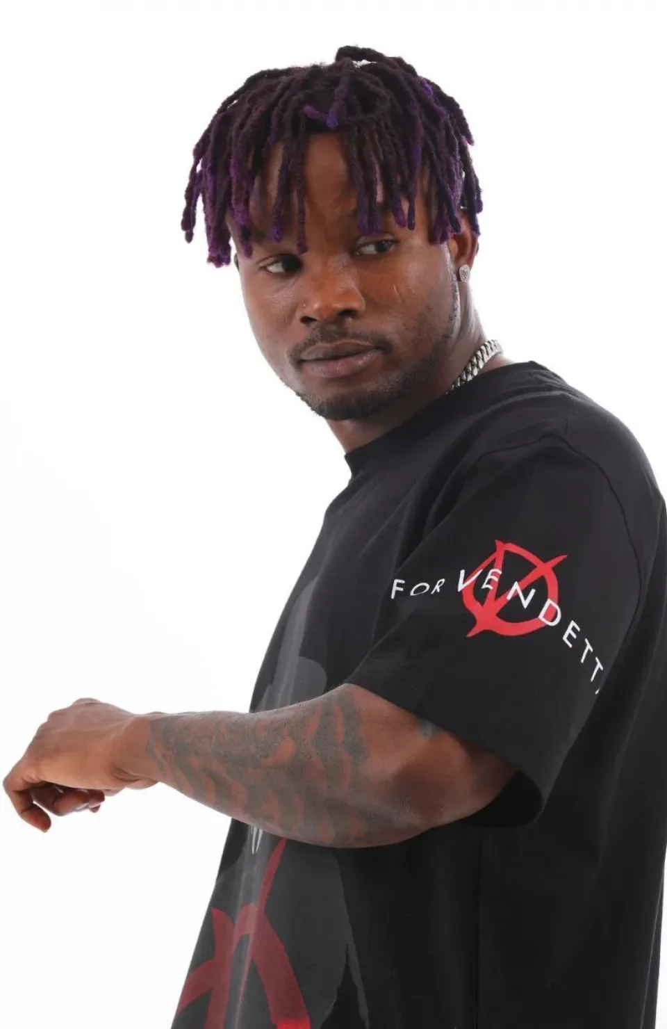 Unisex Oversize Baskılı Bisiklet Yaka T-Shirt - Siyah