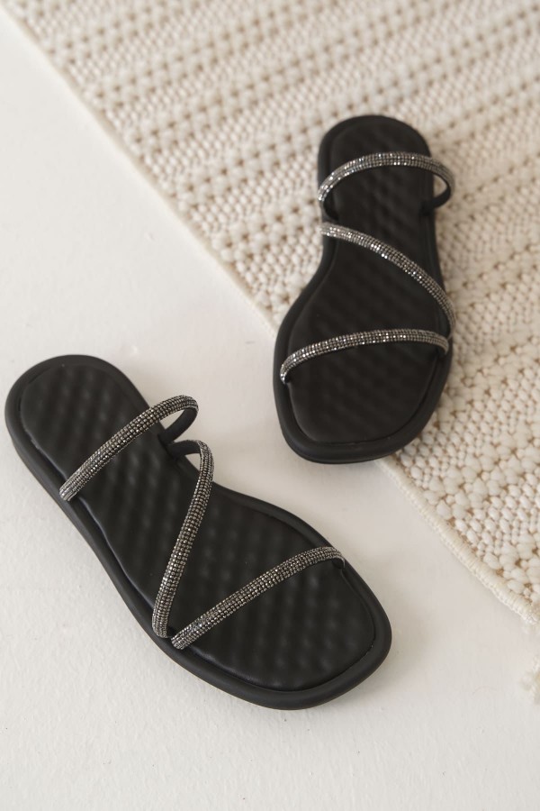 Siyah Kadın Taşlı Terlik TR28MY03A