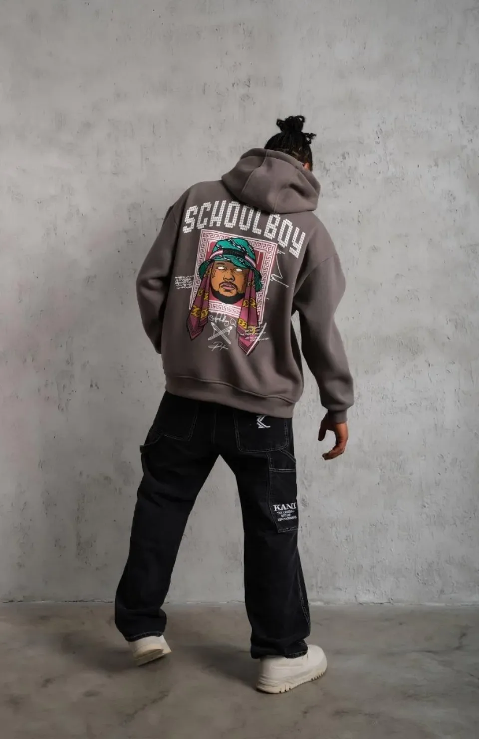 Erkek SCHOOL BOY Baskılı Kapüşonlu Sweat - Gri Somersan Giyim | Kadın, Erkek ve Çocuk Moda