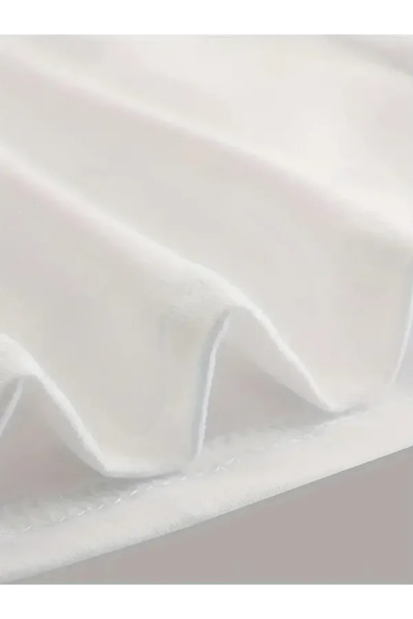 20/1 Penye Compack Ön Arka Ejder Baskılı Oversize Bisiklet Yaka T-shirt - Beyaz