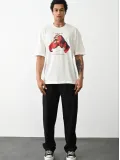 Unisex Baskılı Oversize T-Shirt - Beyaz