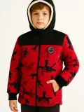 Erkek Çocuk Kamuflaj Desenli Mont İçi Sıcak Tutan Pelüş Astarlı, Kapüşonlu, Fermuarlı Kışlık Su İtici Şişme Mont - Kırmızı Somersan Giyim | Kadın, Erkek ve Çocuk Moda
