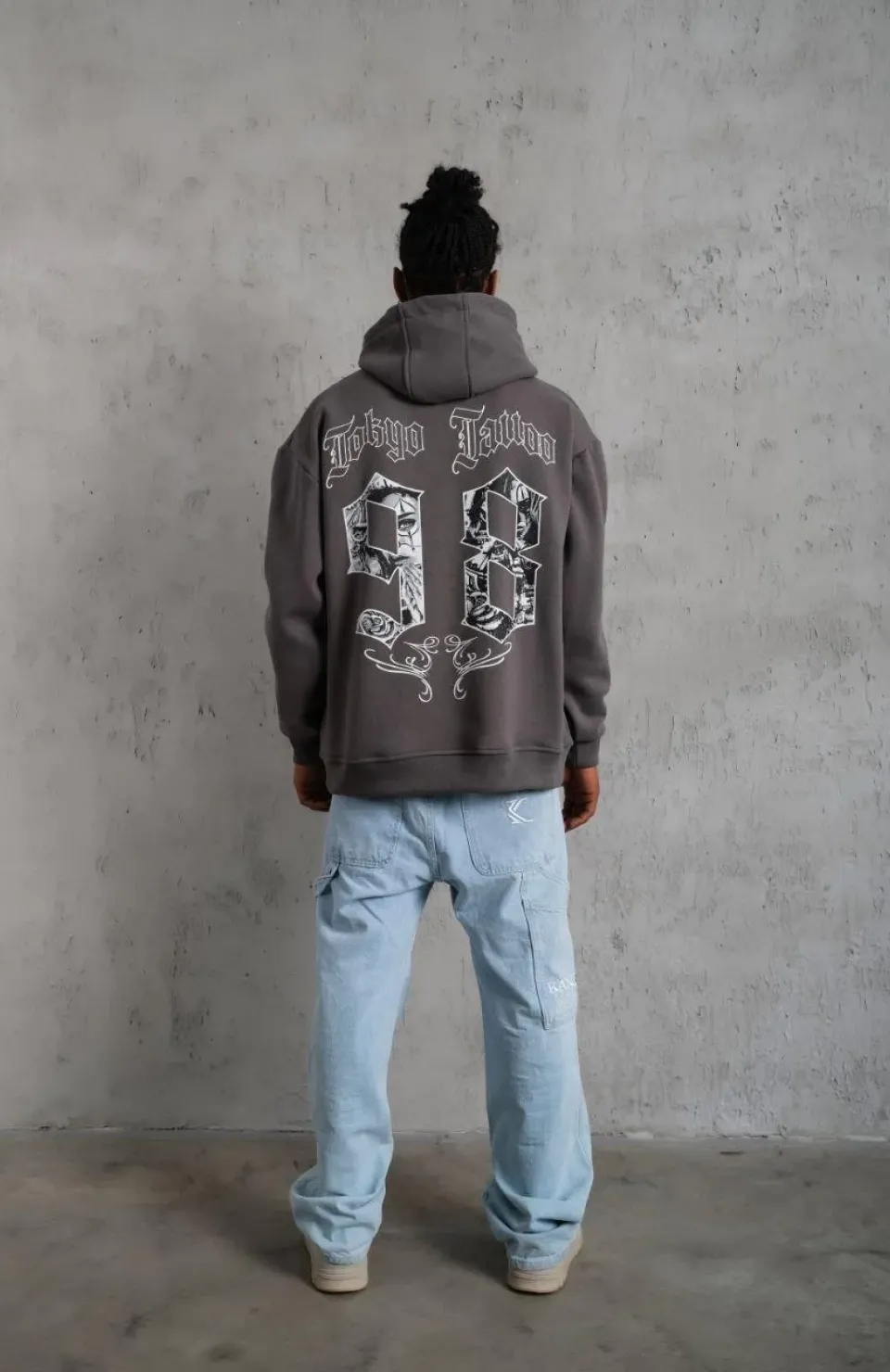 Erkek 98 Baskılı Kapşonlu Sweat - Gri Somersan Giyim | Kadın, Erkek ve Çocuk Moda