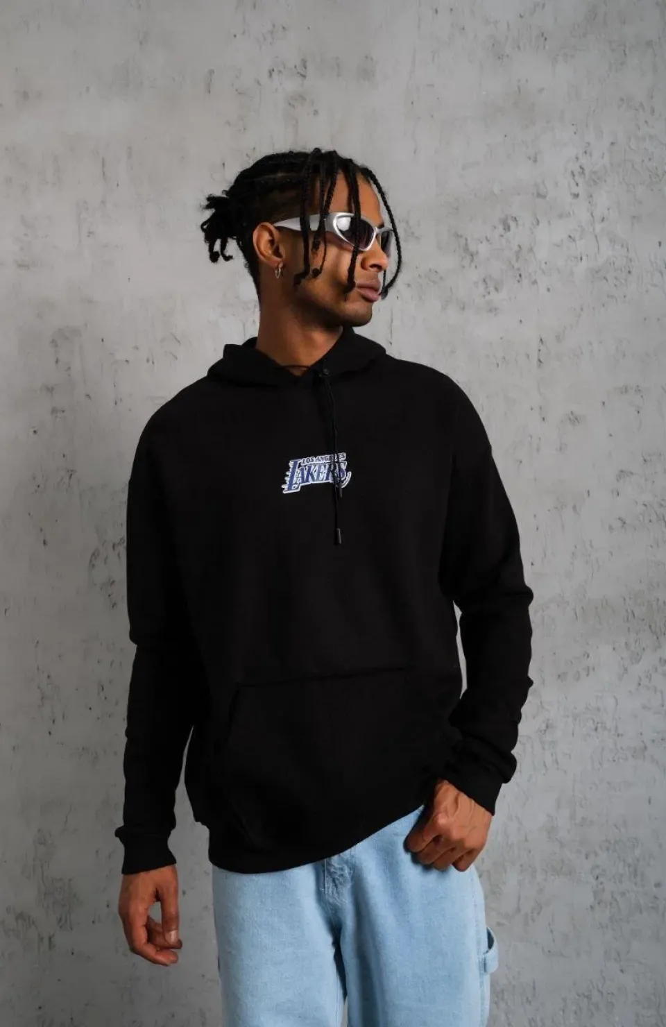 Erkek Baskılı Oversize Üç İplik Kapüşonlu Sweatshirt - Siyah Somersan Giyim | Kadın, Erkek ve Çocuk Moda