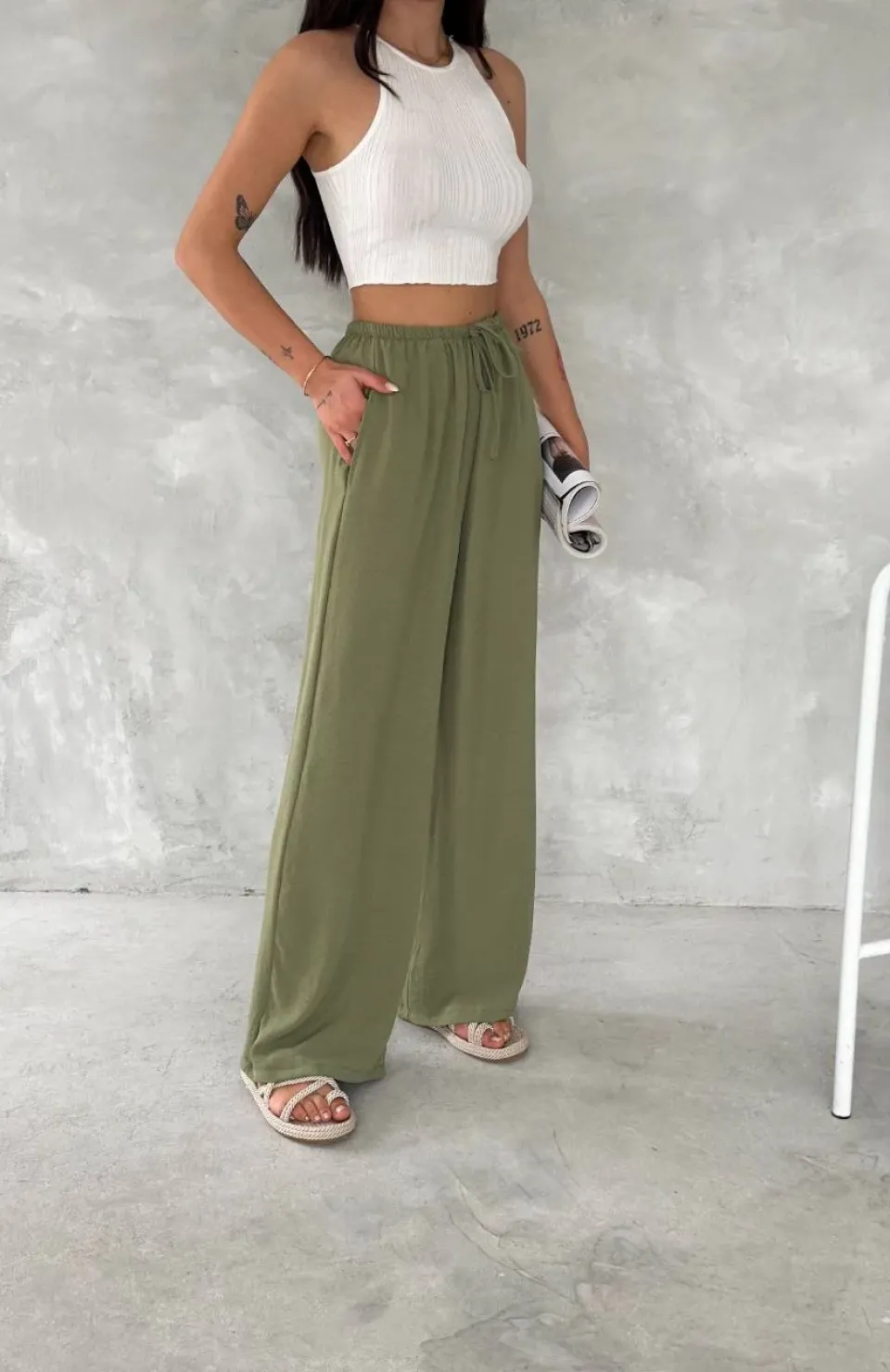 Ayrobin Oversize Kadın Pantalon - Mint Yeşili