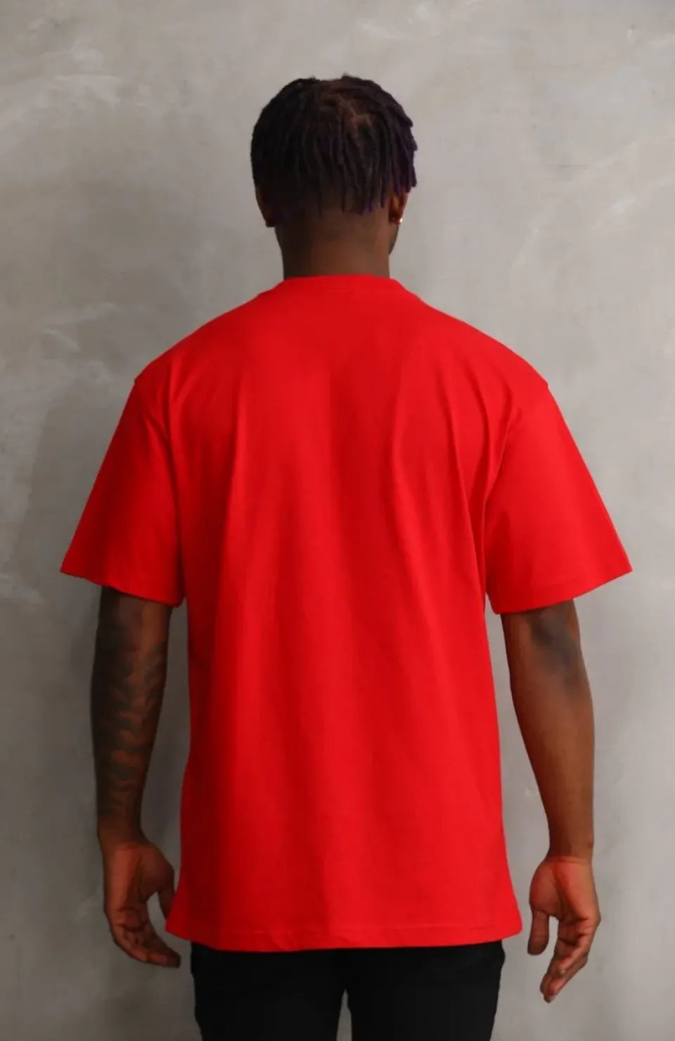 Unisex Baskılı Oversize T-Shirt - Kırmızı