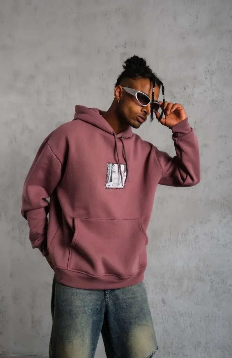 Erkek Ön Arka Baskılı Kapşonlu Sweat - Gül Kurusu Somersan Giyim | Kadın, Erkek ve Çocuk Moda