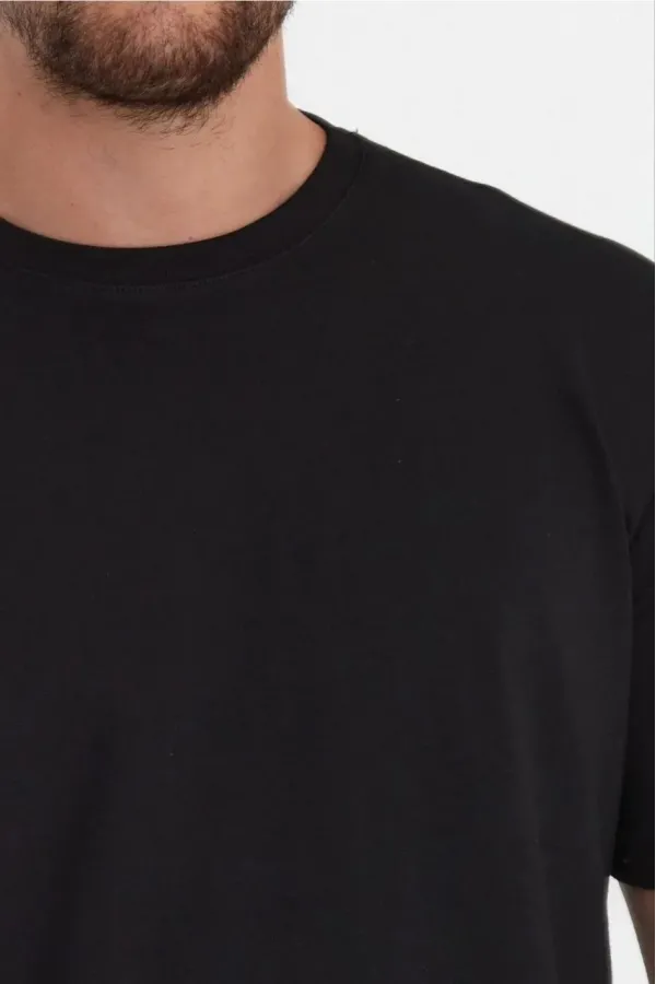 Erkek 24/1 Düz A Kalite Oversize T-shirt - Siyah