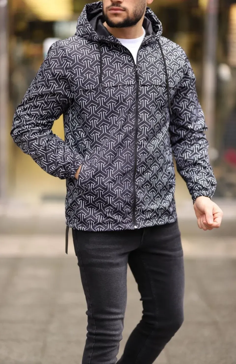 Unisex Kapüşonlu İçi Astarlı Yağmurluk - Siyah