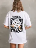 Unisex Baskılı Oversize T-Shirt - Beyaz