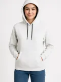Kadın Üç İplik Kapüşonlu Kanguru Çepli SweatShirt hoodie - Beyaz