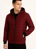 Erkek Şişme Kapüşonlu Fermuarlı Mont Su itici Kapitone Astarlı Kumaş Cepli Kışlık Rahat Kalıp - Bordo Somersan Giyim | Kadın, Erkek ve Çocuk Moda