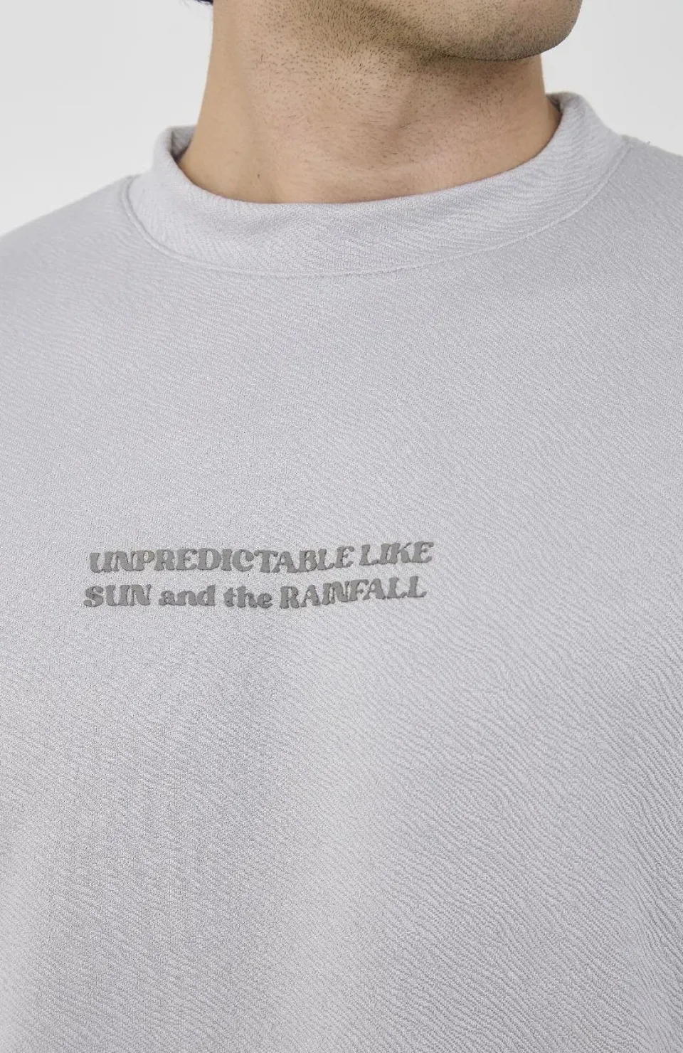 Unisex Bisiklet Yaka Slim fit T-Shirt- Boyalı Gri