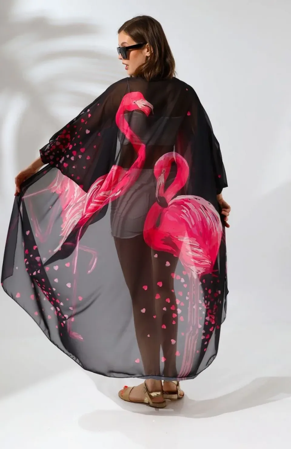 Kadın Rahat Kesim Şifon Kimono - Siyah