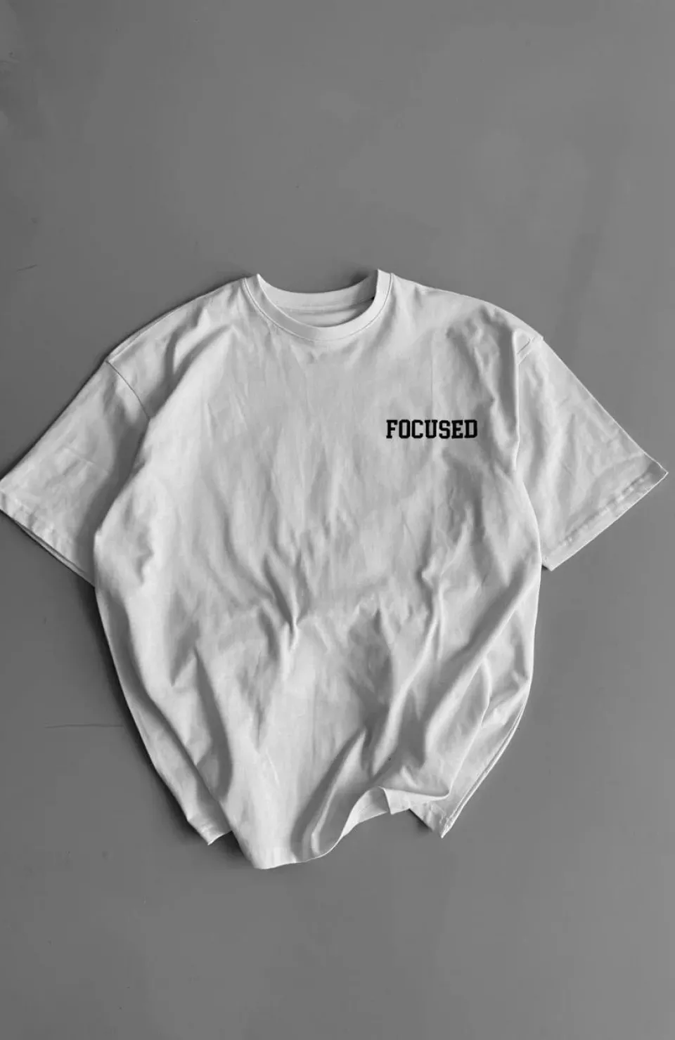 20/1 Penye Compack Baskılı Oversize Bisiklet Yaka Kısa Kol Yazlık T-shirt - Beyaz