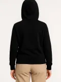 Kadın Üç İplik Kapüşonlu Tam Fermuarlı Kanguru Çepli SweatShirt Hoodie - Siyah