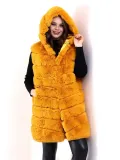 Kadın Reks Kapüşonlu Yelek - Sarı