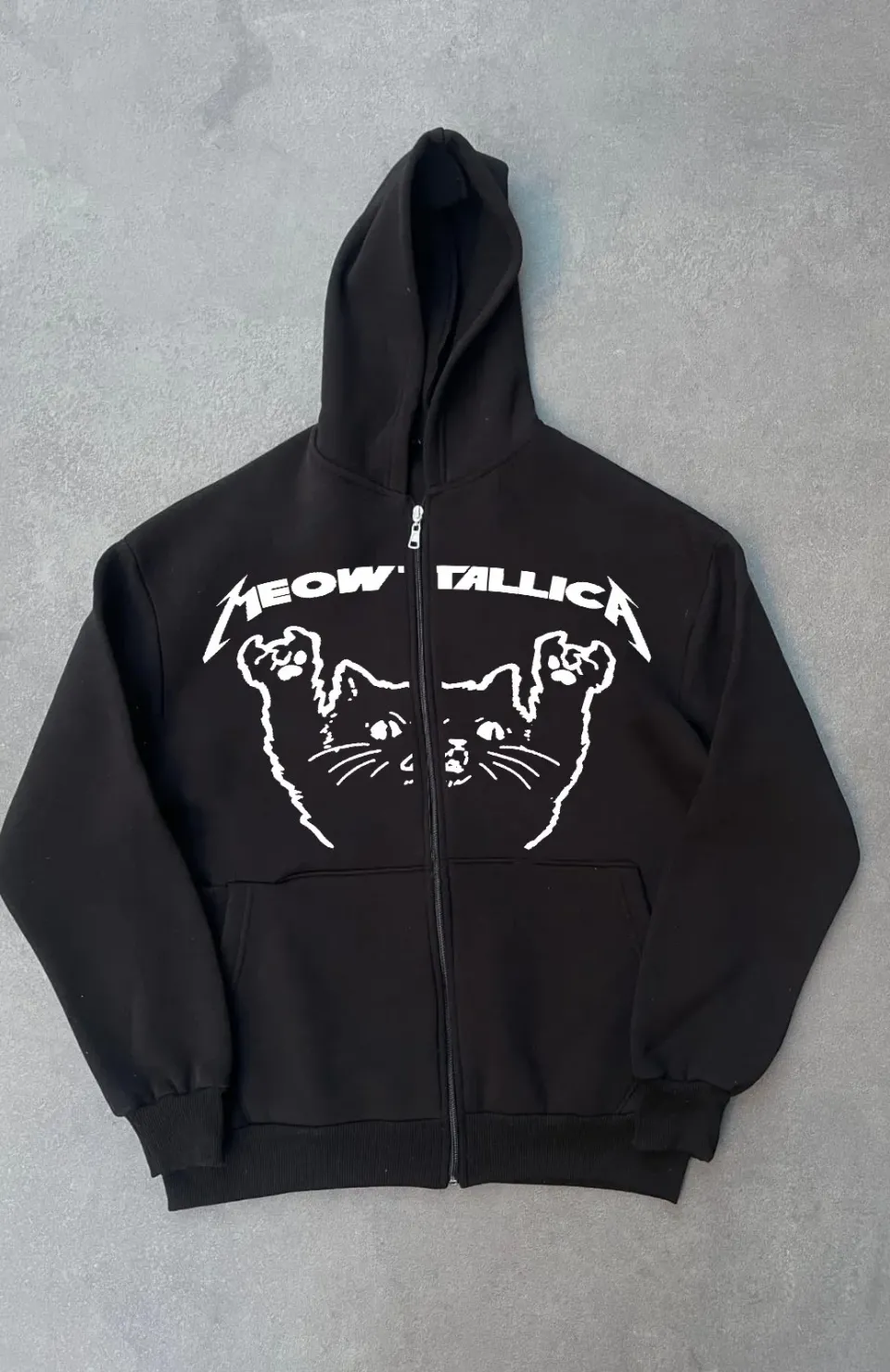 Kışlık Baskılı Fermuarlı Kapüşonlu Hırka - Siyah Somersan Giyim | Kadın, Erkek ve Çocuk Moda