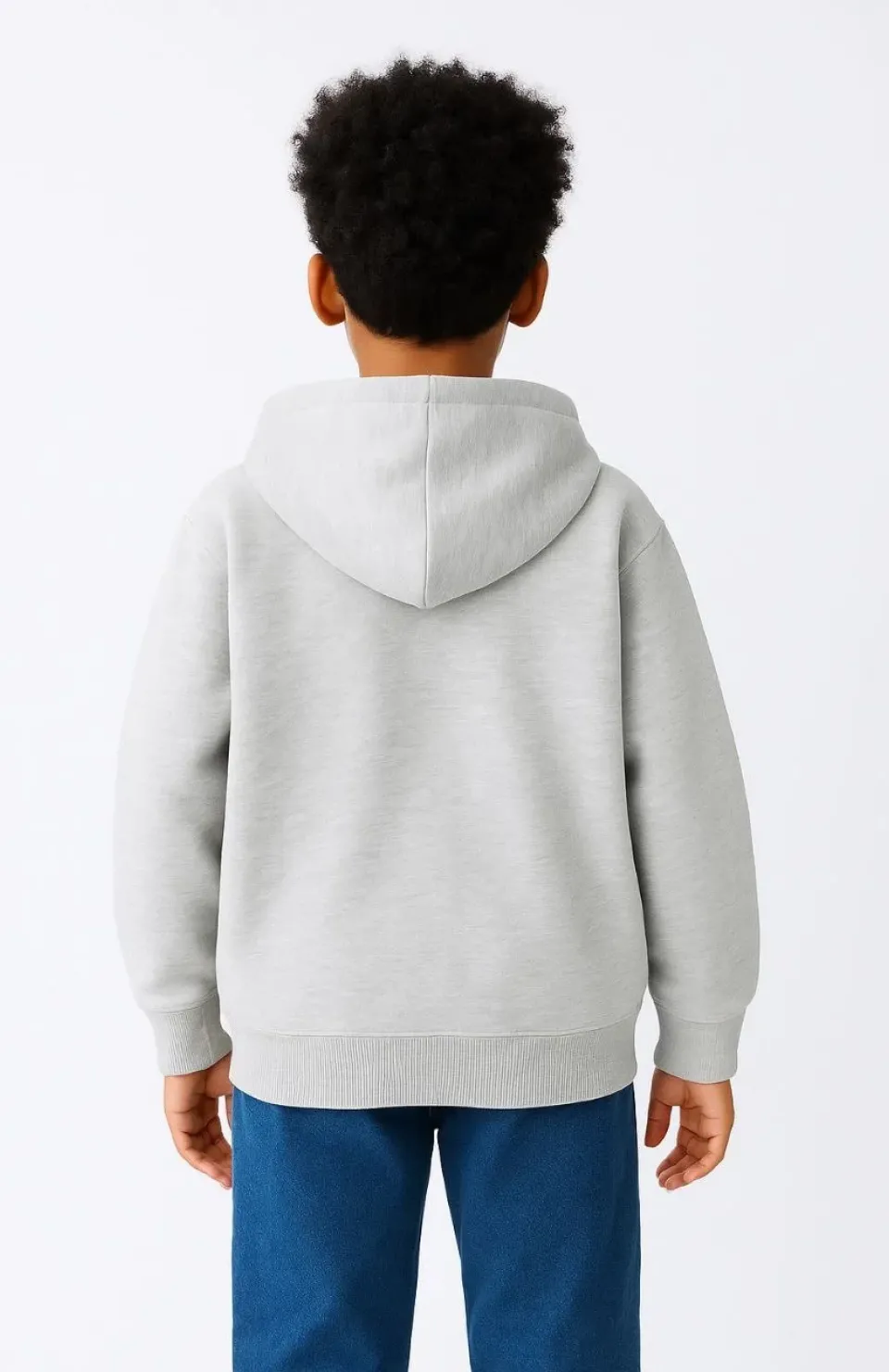 Erkek Çocuk Kapüşonlu Kanguru Çepli Tam Fermuarlı Hırka SweatShirt - Gri