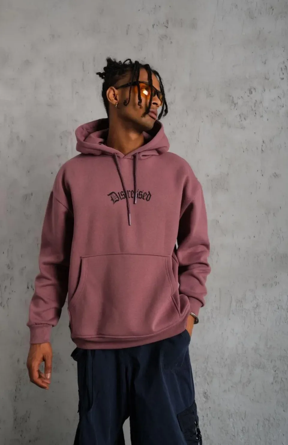 Erkek Üç İplik Baskılı Kapüşonlu Sweat - Gül Kurusu Somersan Giyim | Kadın, Erkek ve Çocuk Moda