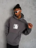 Erkek Ön Arka Baskılı Kapşonlu Sweat - Gri Somersan Giyim | Kadın, Erkek ve Çocuk Moda