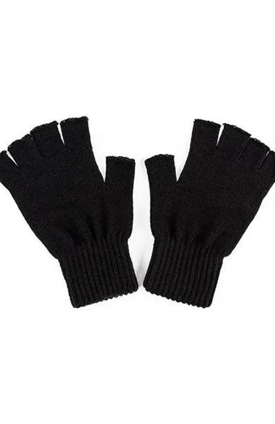 Erkek Kısa Parmaksız Triko Eldiven - Siyah