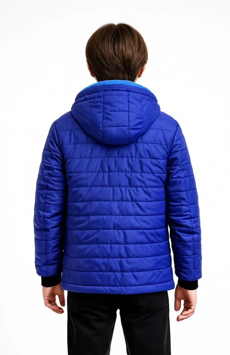 Erkek Çocuk Mont İçi Pelüş kürk Astarlı, Kapüşonlu Fermuarlı Kışlık Şişme Sıcak Tutucu Mont - Saks Mavisi Somersan Giyim | Kadın, Erkek ve Çocuk Moda