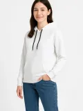Kadın Üç İplik Kapüşonlu Kanguru Çepli SweatShirt hoodie - Beyaz