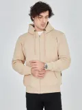 Erkek Kapüşonlu Düz Fermuarlı Hırka - Bej Somersan Giyim | Kadın, Erkek ve Çocuk Moda