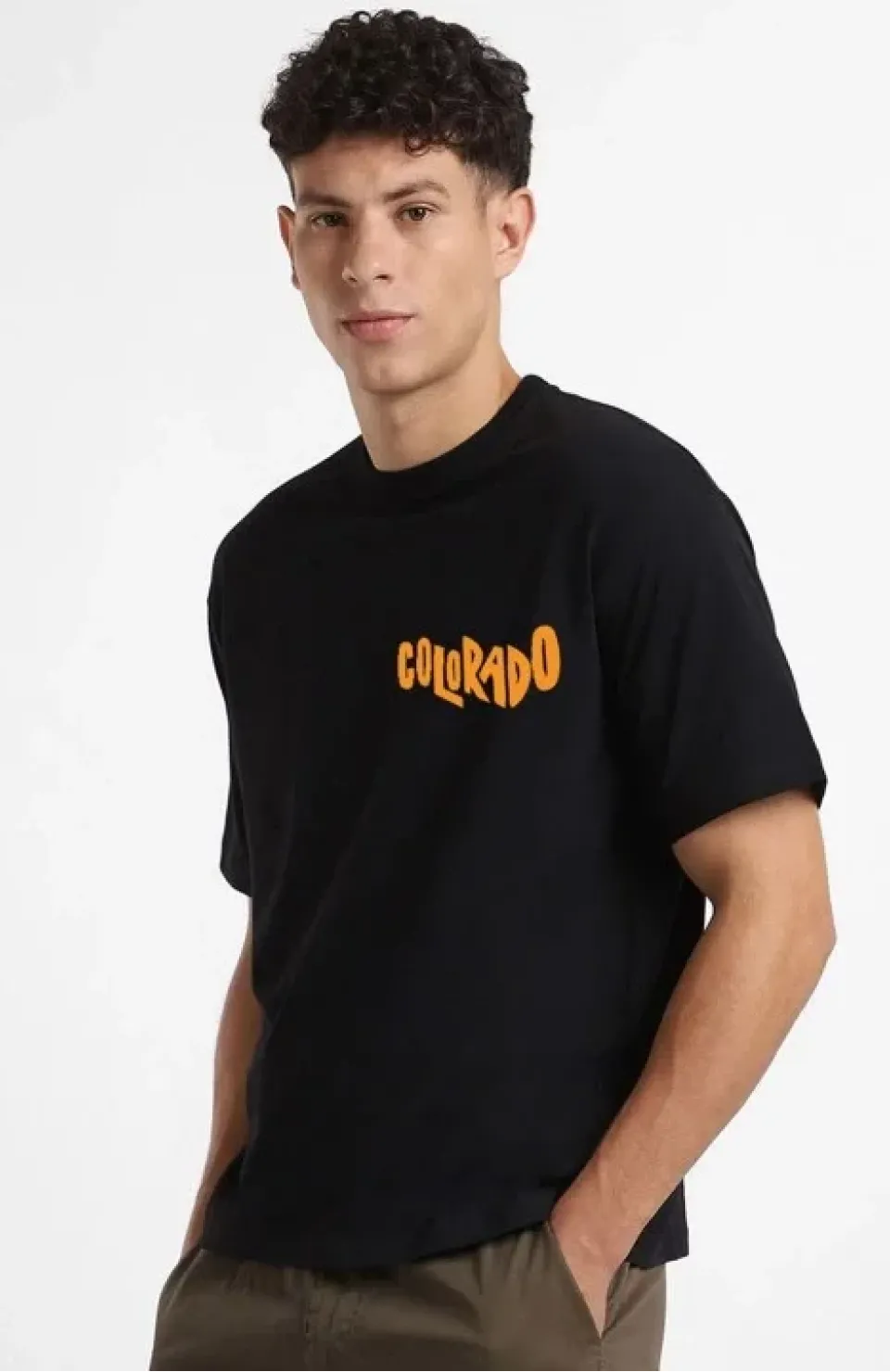 Erkek Baskılı Oversize T-shirt - Siyah