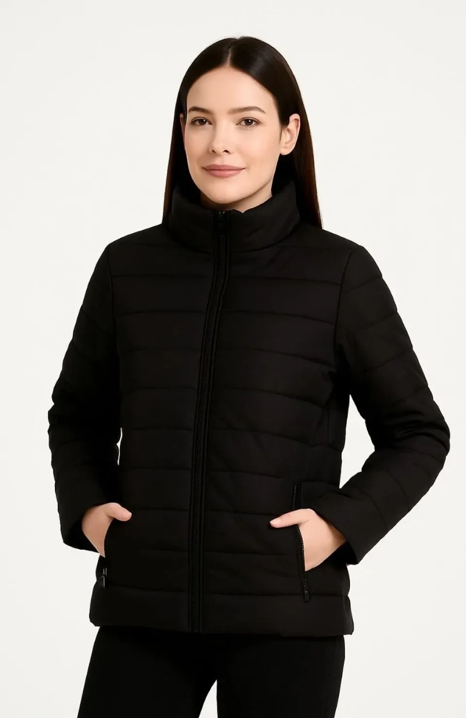 Kadın Bomber Mont Ceket – Su İtici Kumaş, Kapitone Astarlı, Fermuarlı, Kışlık - Siyah