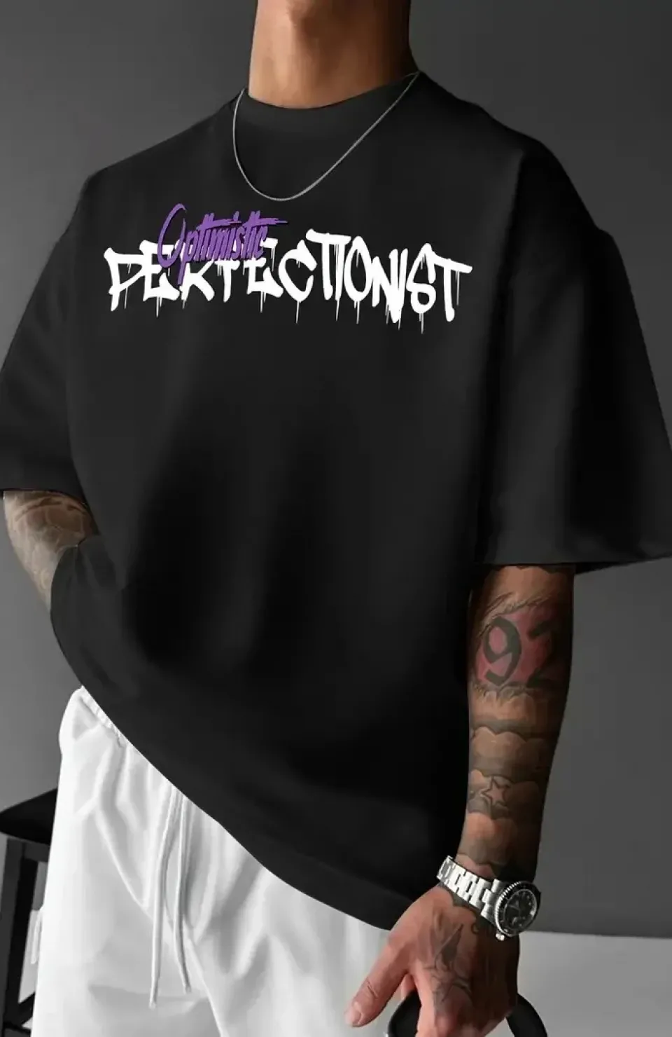 Erkek OversizeGrafik Tişört 