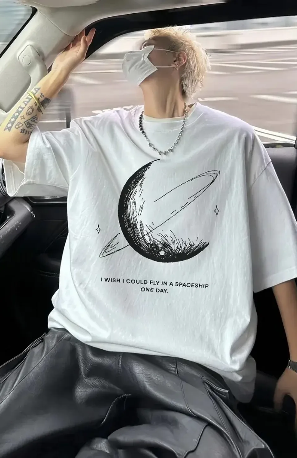 Erkekler için Siyah Tişört Grafik Genç Emo Vintage Gotik Rahat Büyük Beden Kısa Kollu Tişört Giysi Üst - Beyaz