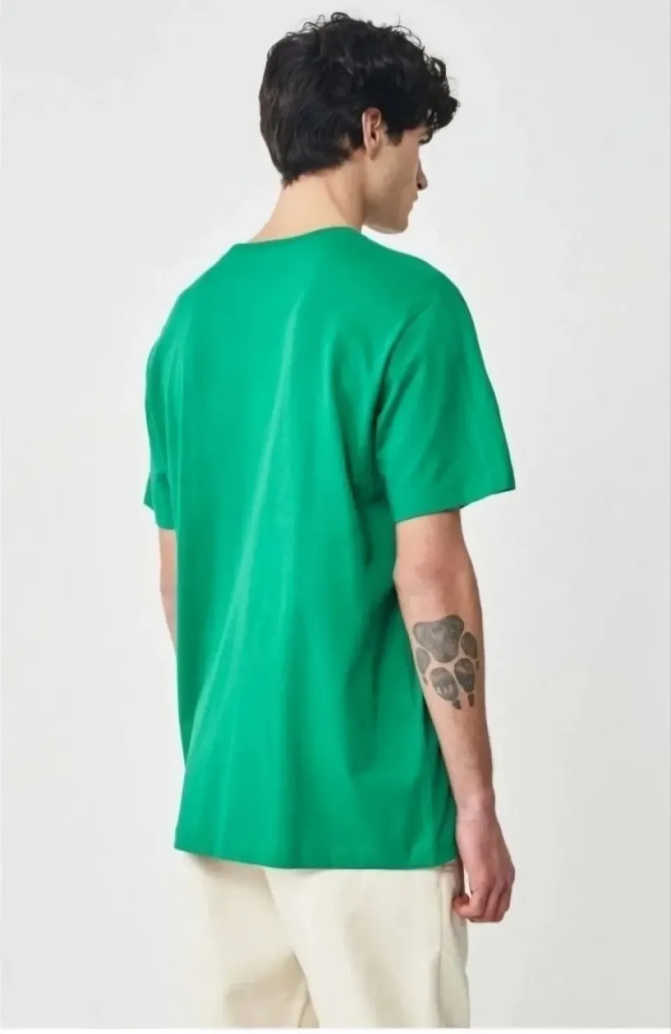 Erkek 24/1 Düz A Kalite Oversize T-shirt - Yeşil