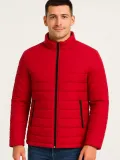 Erkek Bomber Mont Ceket – Su İtici Kumaş, Kapitone Astarlı, Fermuarlı, Kışlık - Kırmızı