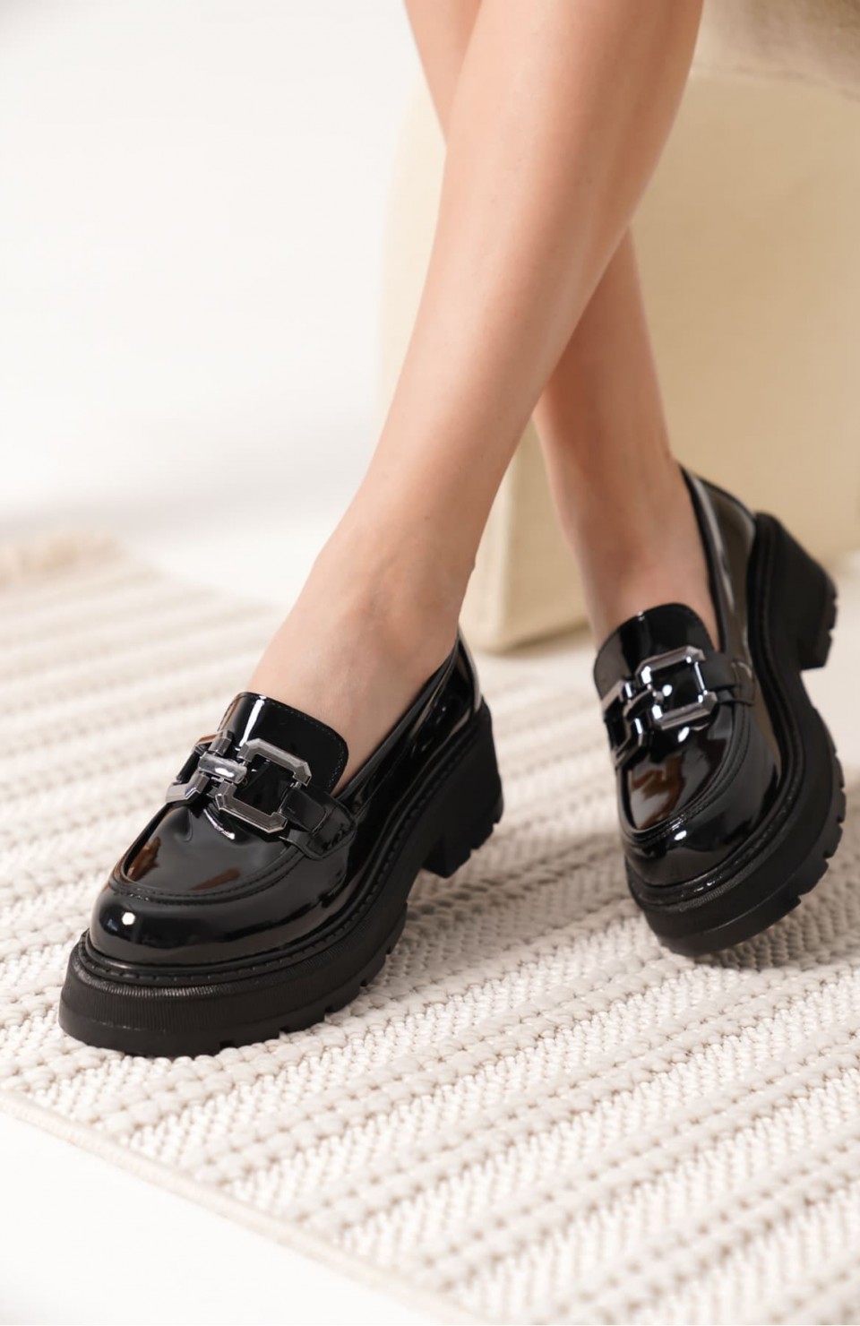 Rugan Siyah Kadın Loafer TR17MS01B Somersan Giyim | Kadın, Erkek ve Çocuk Moda