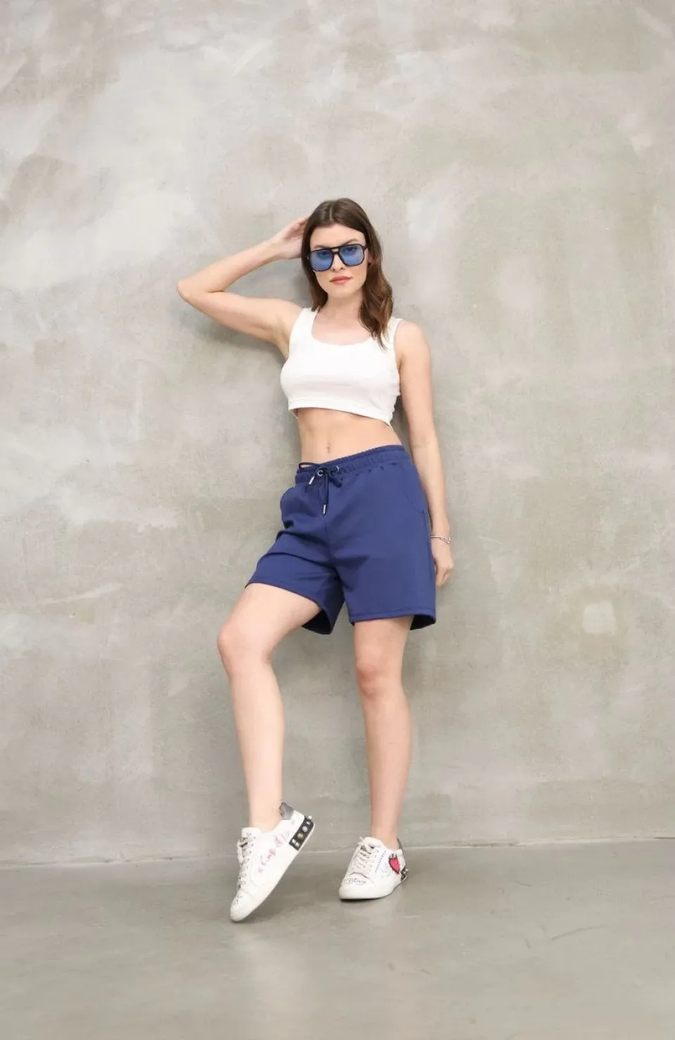 Osy Modal Yumuşak dokulu Kumaş Kadın Kısa Şort - Mavi
