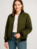 Kadın Bomber Mont Ceket – Fermuarlı, Kapitone İçi Astarlı, Su İtici Kumaş, Regular Fit, Yandan Cepli, Günlük Bahar & Kış Şık Rahat Stil - Haki