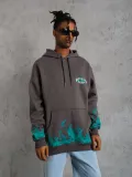Erkek Üç İplik İçi Pamuklu Alev Baskılı Kapüşonlu Sweatshirt - Gri Somersan Giyim | Kadın, Erkek ve Çocuk Moda