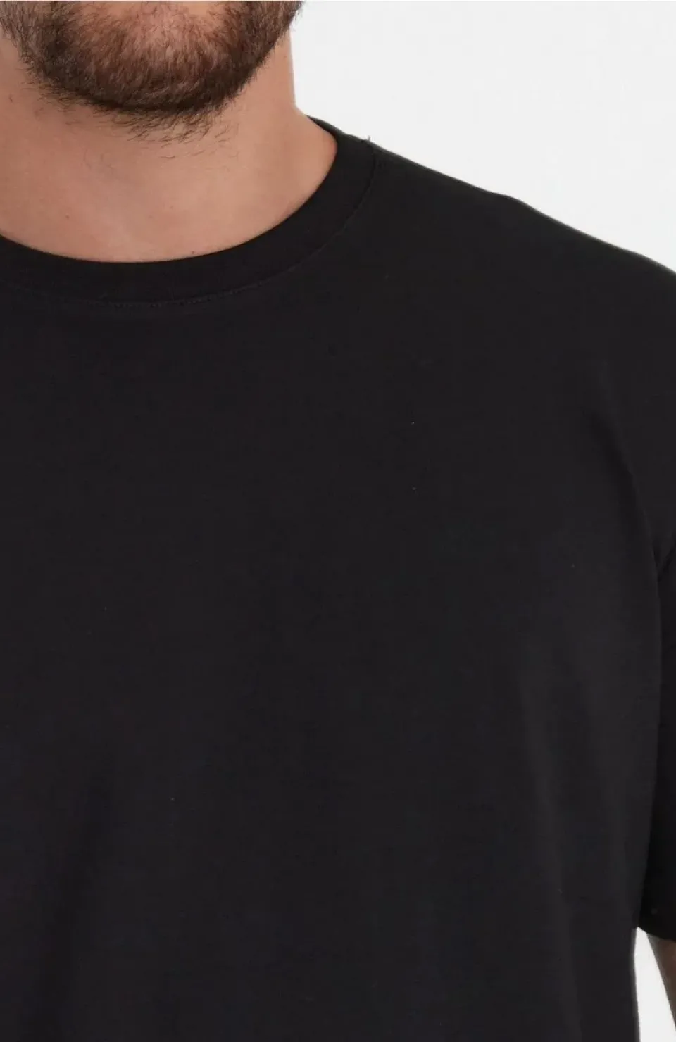 Unisex Düz Biskilet Yaka Oversize T-shirt - Siyah