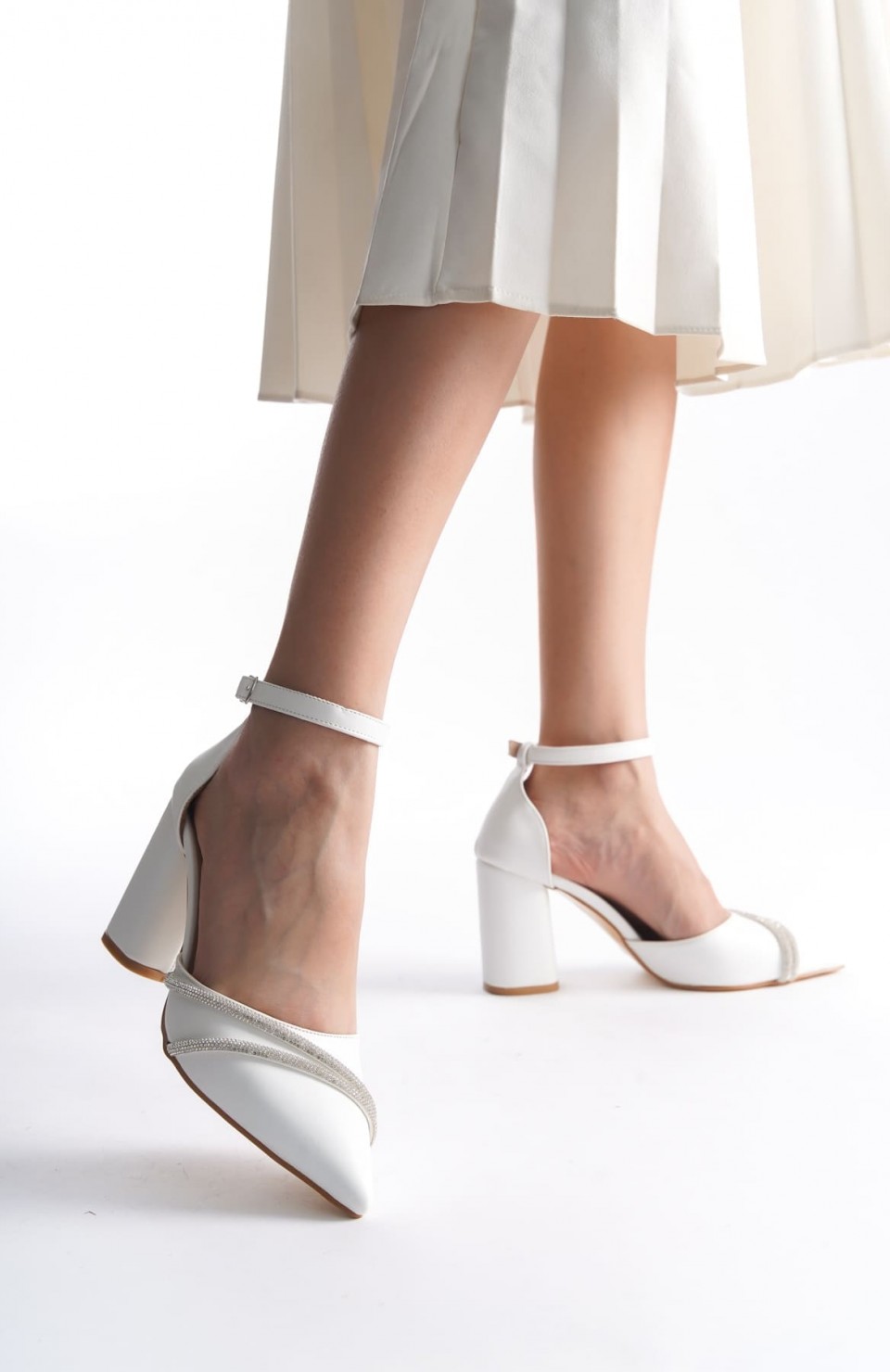 Kadın Beyaz Topuklu Ayakkabı TR08MS32B Somersan Giyim | Kadın, Erkek ve Çocuk Moda