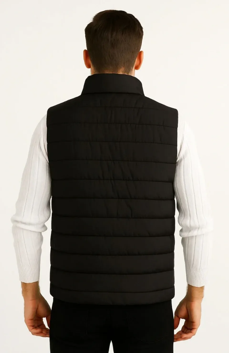 Erkek Şişme Fermuarlı Yelek Su itici Kapitone Astarlı Kumaş Cepli Hafif Kışlık Spor Rahat Kalıp - Siyah Somersan Giyim | Kadın, Erkek ve Çocuk Moda